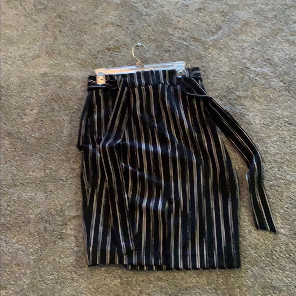 black and white striped skirt
